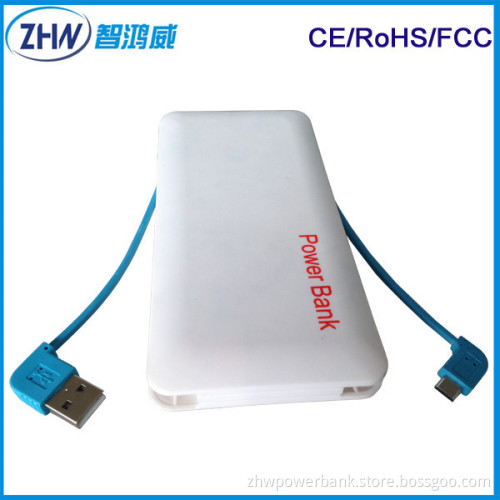 Tablet Charger 10000mAh Dual Outputs Cable-in Power Bank